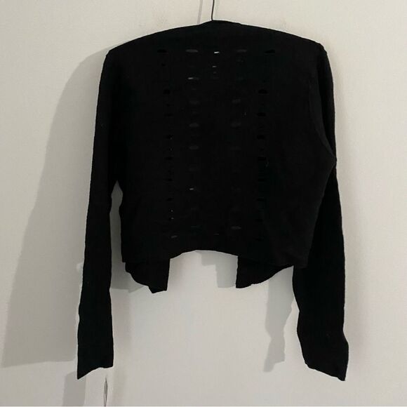 Alfani Women’d Cropped Open Front Wool Black Cardigan size M - Picture 3 of 4